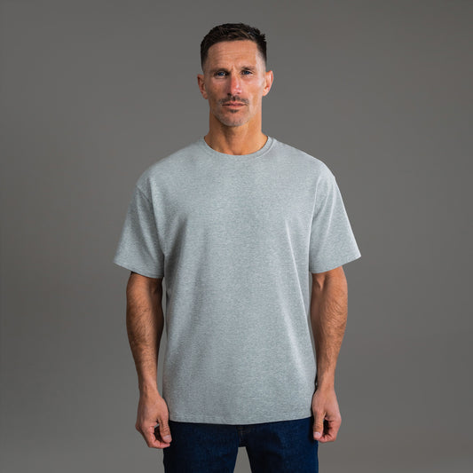 Tags:(6'0" - 180 lbs) custom t-shirt tee model Tyler in Heather Gray