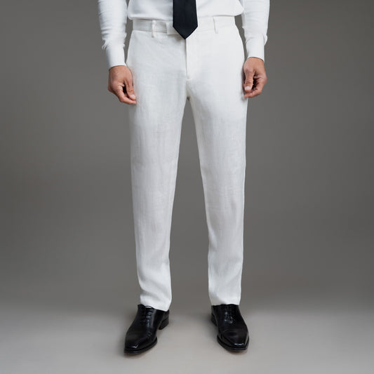 bespoke custom trousers pant chino performance technical model Tyler in White