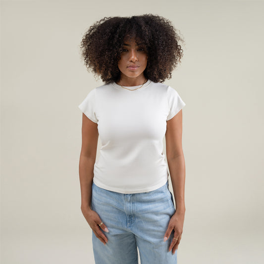 Tags:(Medium) Custom t-shirt tee model Melissa in Bone