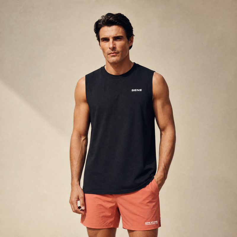 CoolTech Tank Top model Matteo in Black