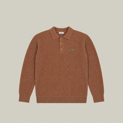 Knit Rugby Polo model Tyler in Cognac