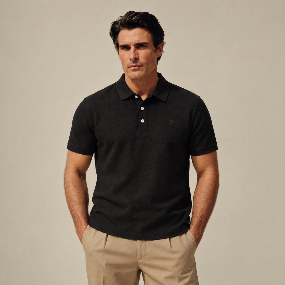 Stretch Pique Polo model Matteo in Black