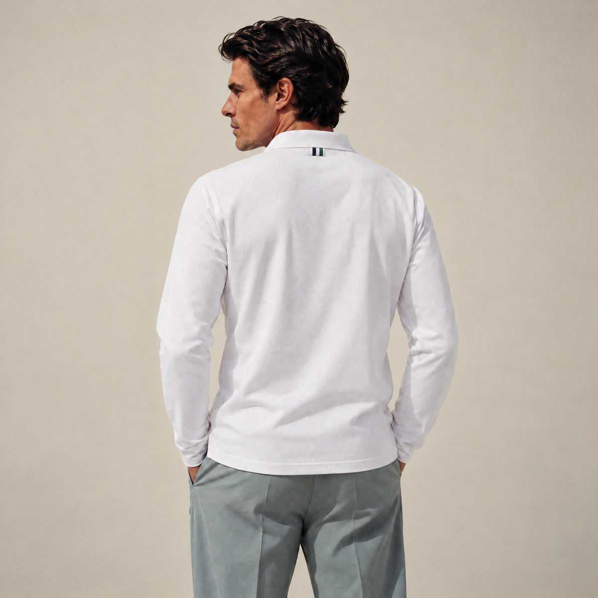 Aero Performance Long Sleeve Polo model Matteo in White
