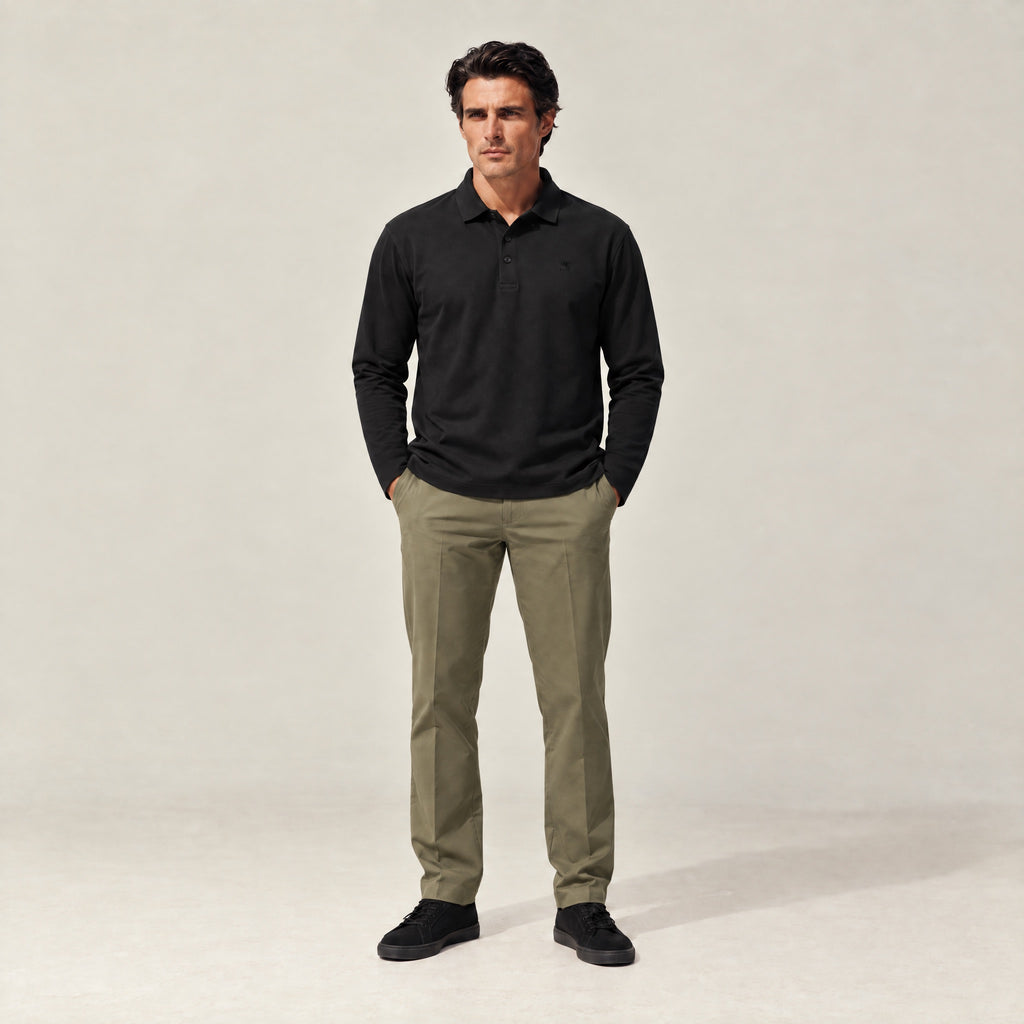 Aero Performance Long Sleeve Polo model Matteo in Black