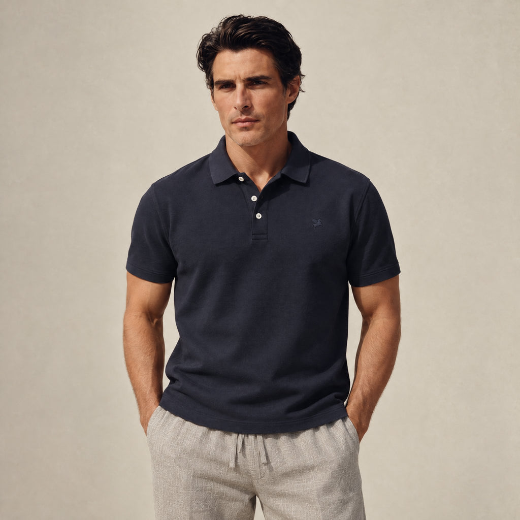 Stretch Pique Polo model Matteo in Navy