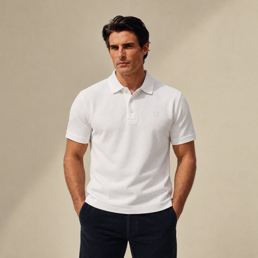 Stretch Pique Polo model Matteo in White
