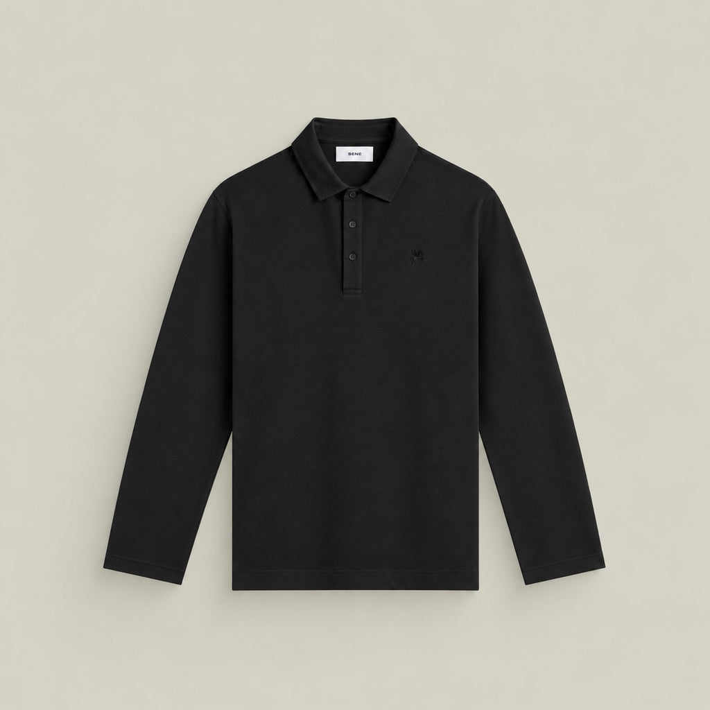 Aero Performance Long Sleeve Polo model Matteo in Black