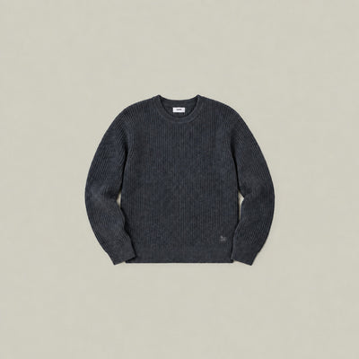 Knit Crewneck Sweater model Tyler in Graphite
