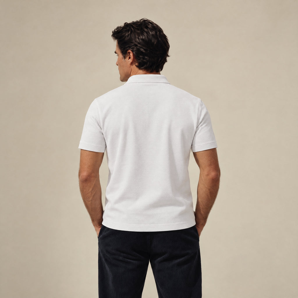 Stretch Pique Polo model Matteo in White