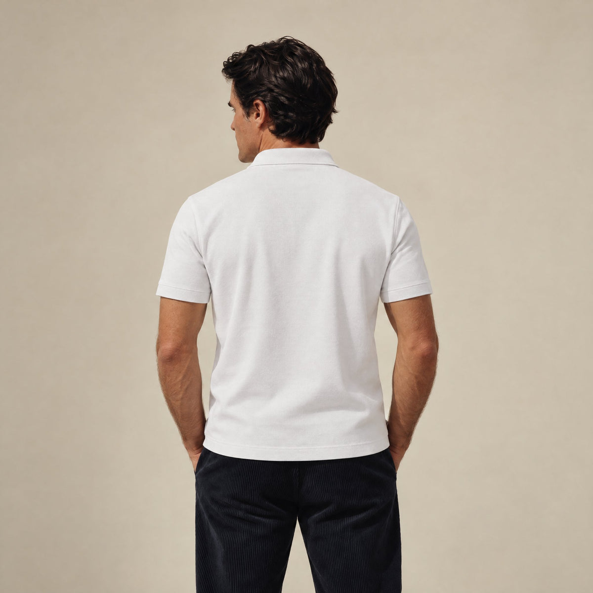 Stretch Pique Polo model Matteo in White