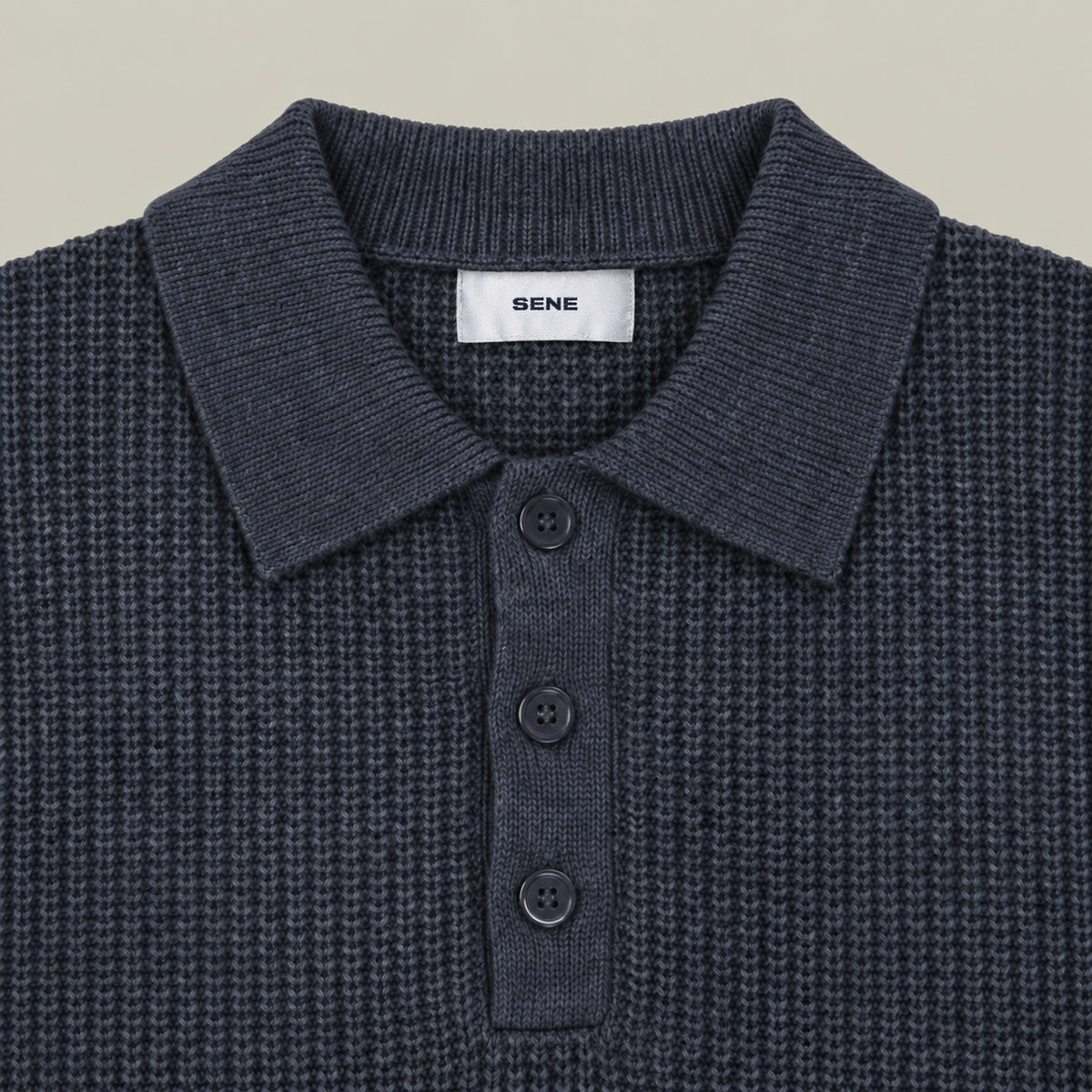 Knit Rugby Polo model Tyler in Graphite