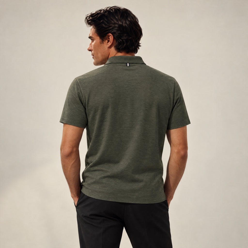 Merino Wool Polo model Matteo in Flint