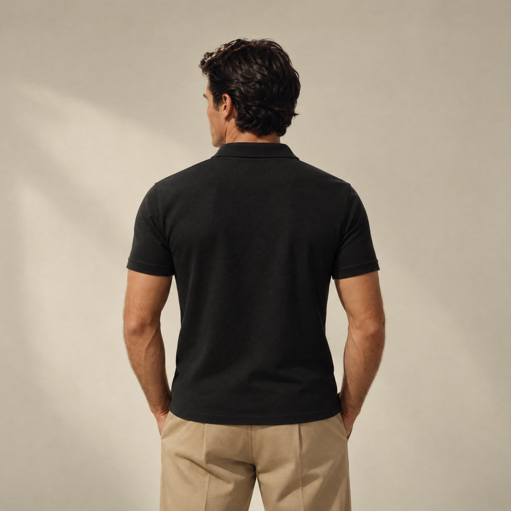 Stretch Pique Polo model Matteo in Black