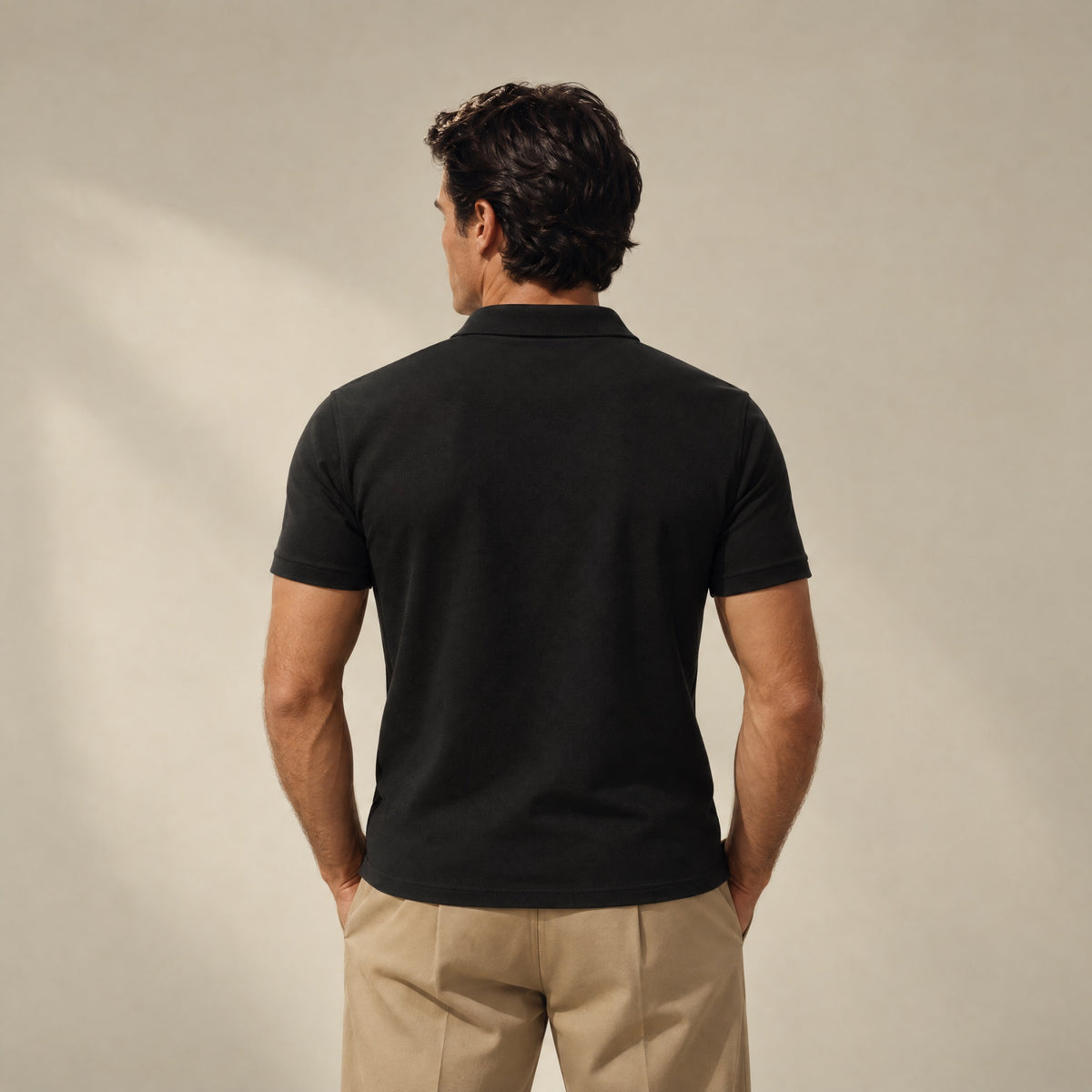 Stretch Pique Polo model Matteo in Black