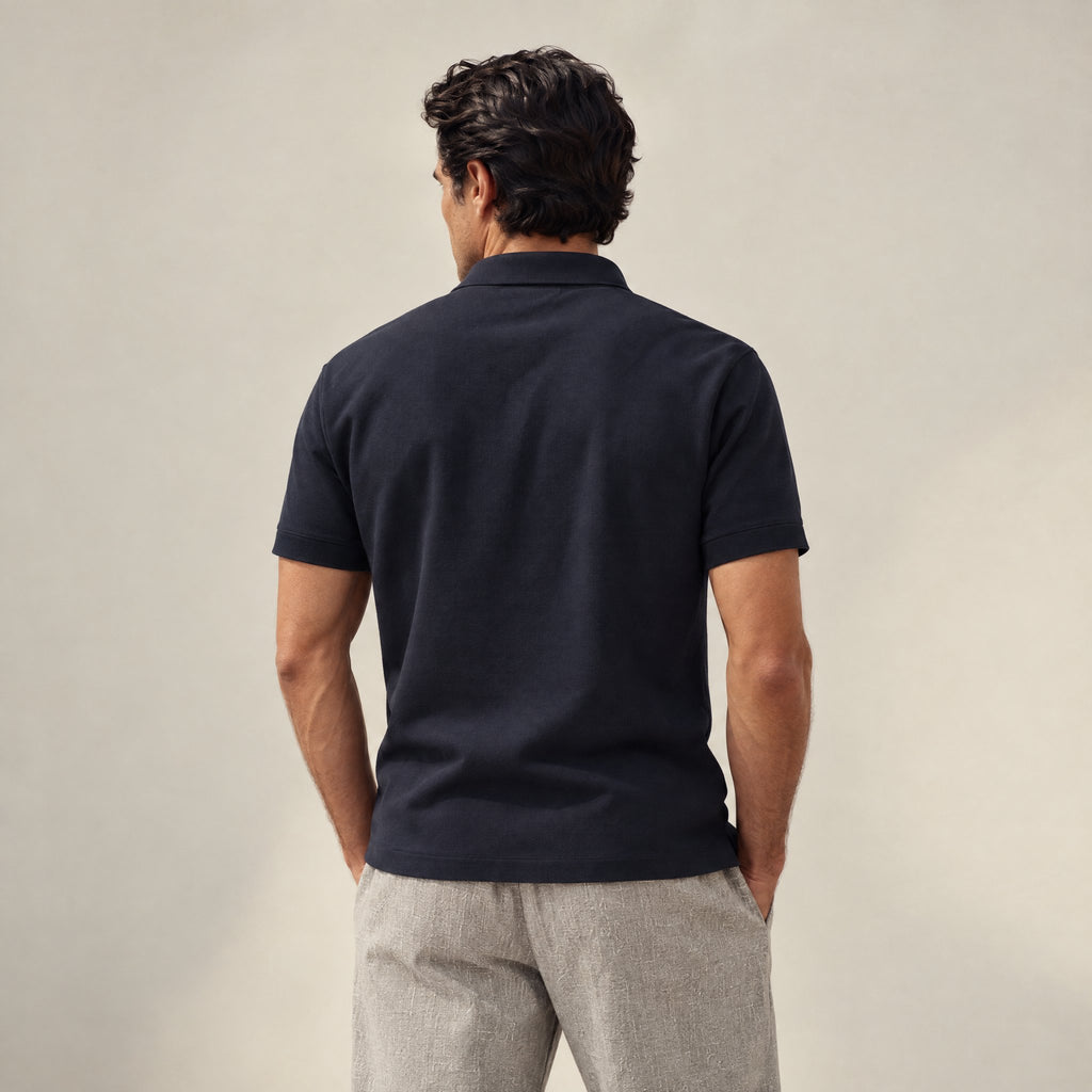 Stretch Pique Polo model Matteo in Navy