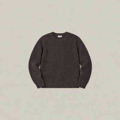 Knit Crewneck Sweater model Tyler in Fieldstone