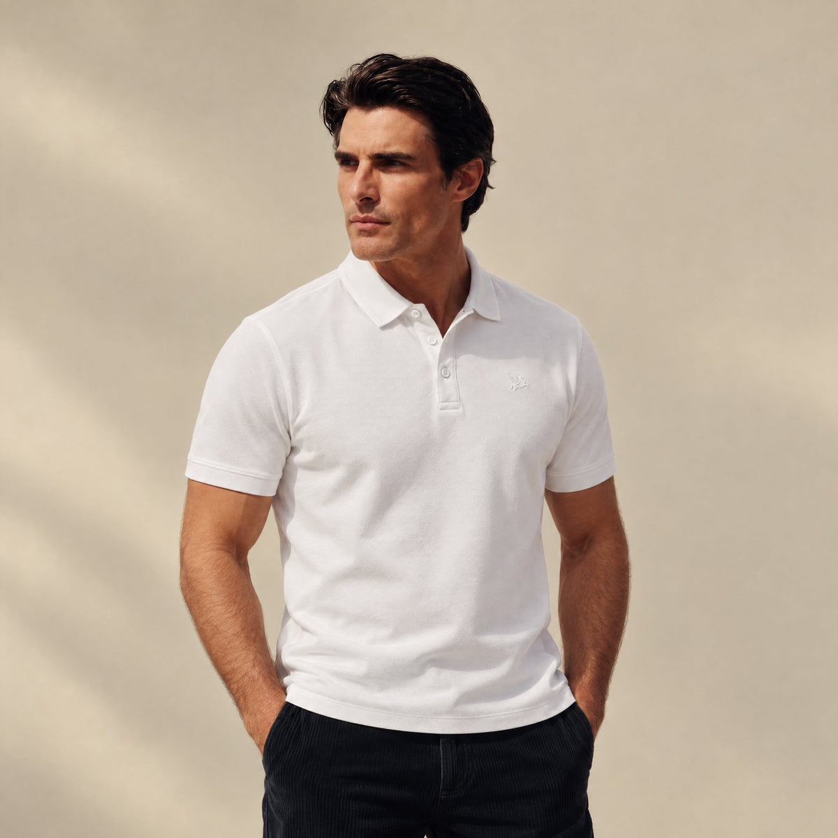 Stretch Pique Polo model Matteo in White