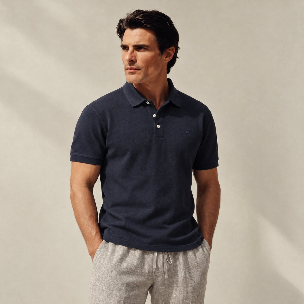 Stretch Pique Polo model Matteo in Navy