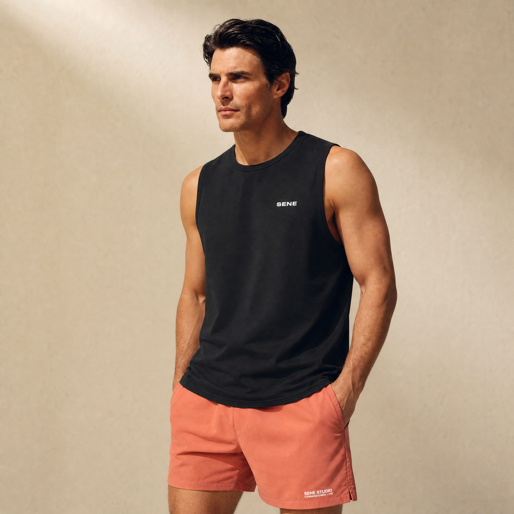 CoolTech Tank Top model Matteo in Black