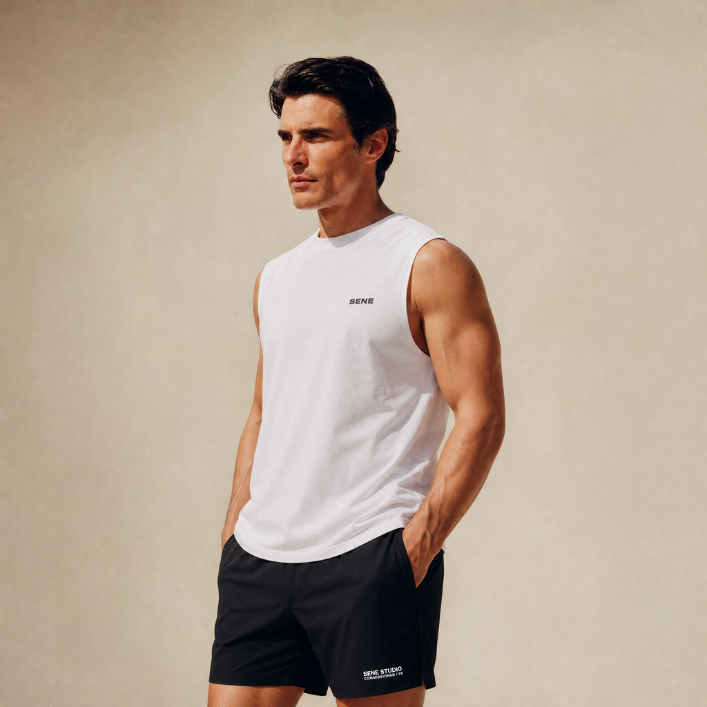 CoolTech Tank Top model Matteo in White