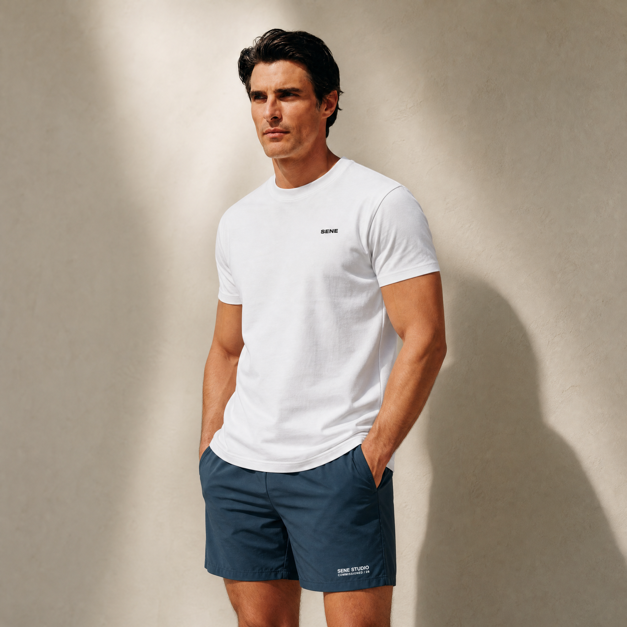 CoolTech Crew T-Shirt model Matteo in White