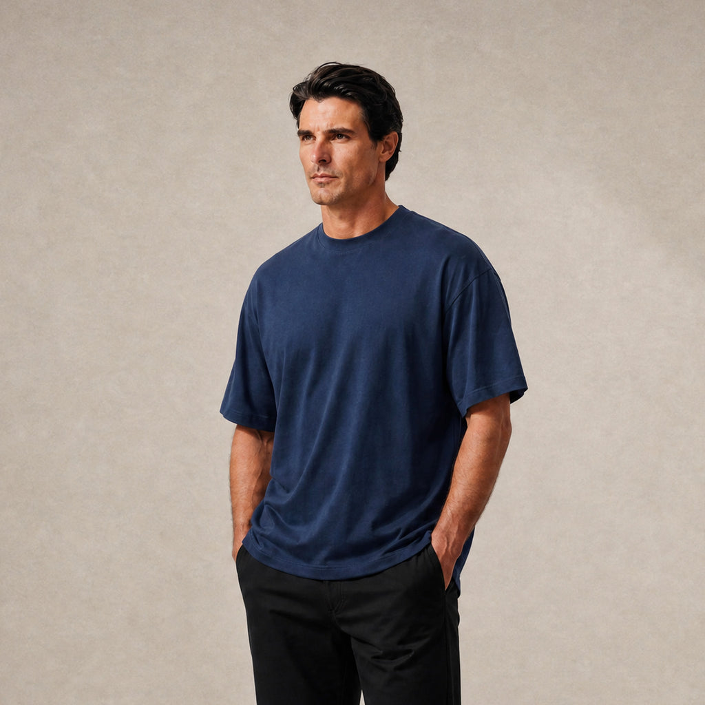 Cloud Oversized T-Shirt model Matteo in Deep Sea