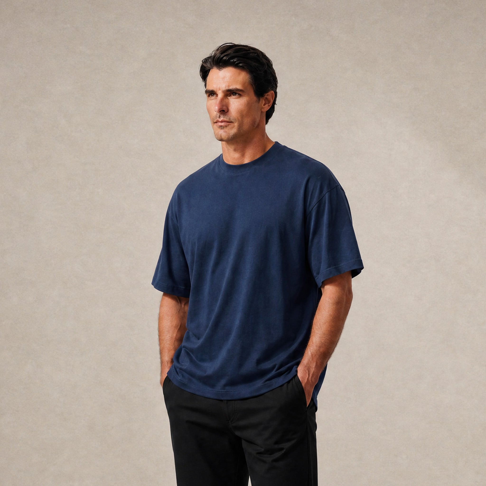 Cloud Oversized T-Shirt model Matteo in Deep Sea