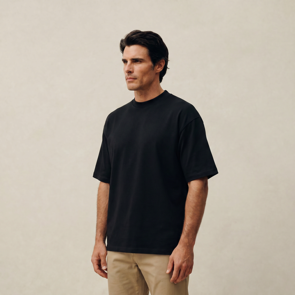 Cloud Oversized T-Shirt model Matteo in Black