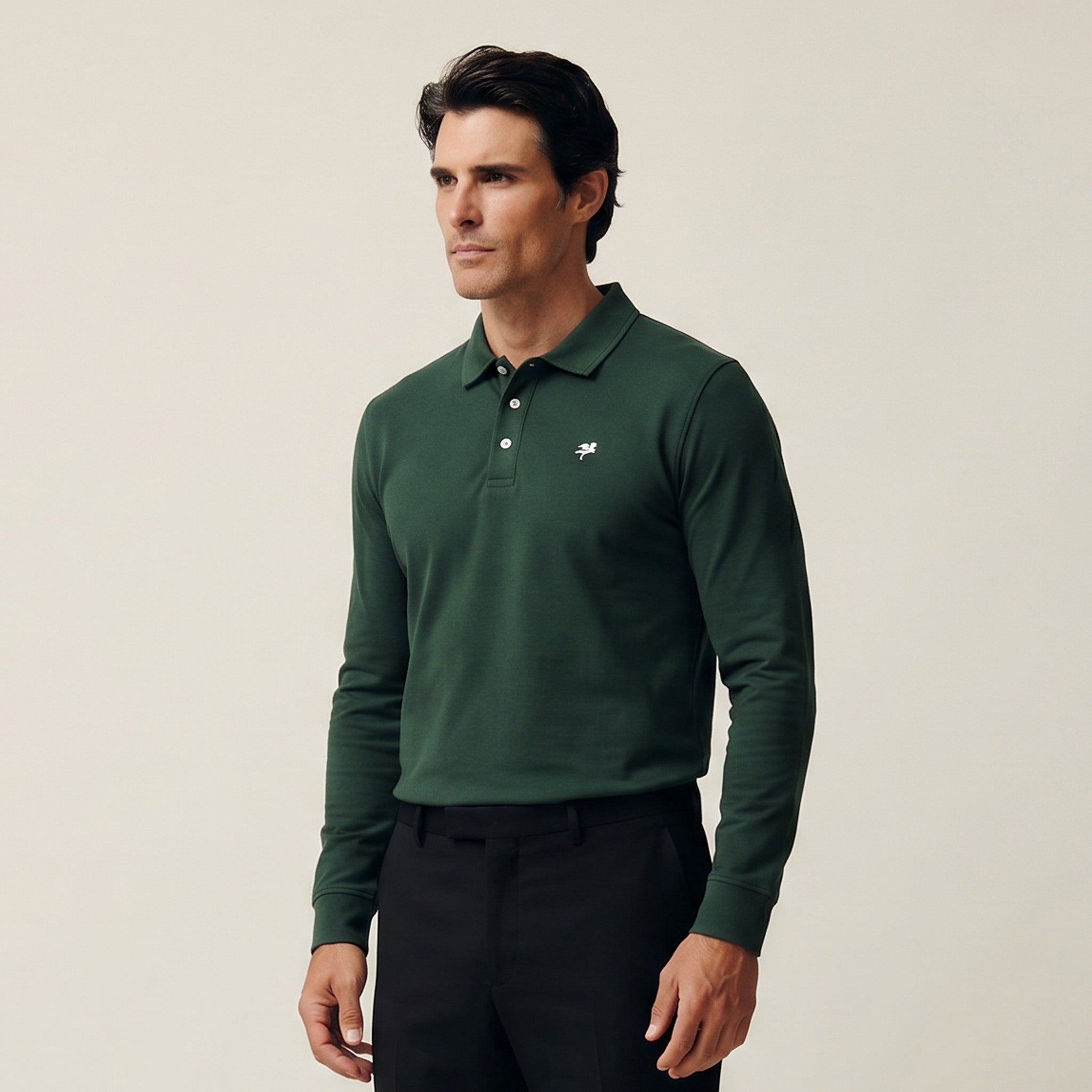 Cumulus Long Sleeve Terry Polo model Matteo in Pine Grove