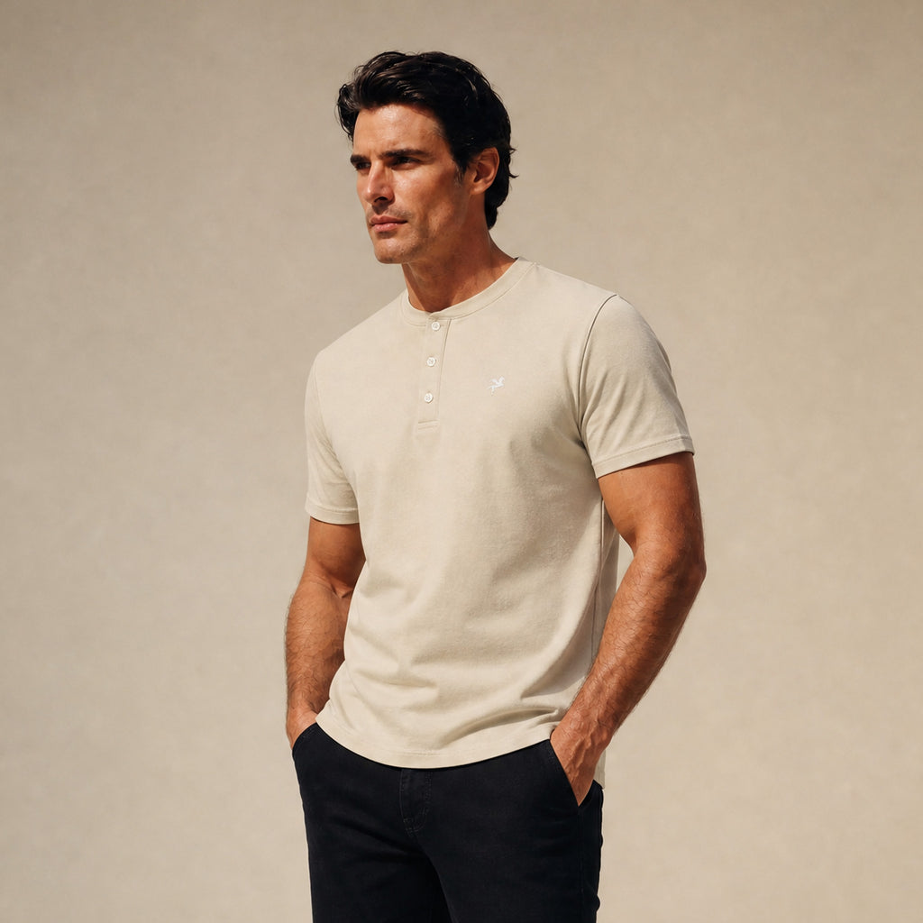 Cumulus Tailored Henley model Matteo in Villa Stone