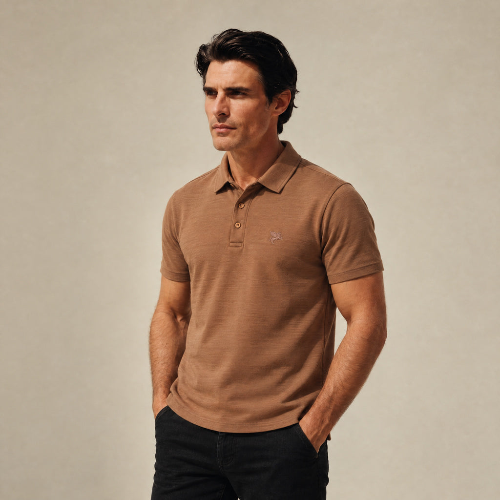 Merino Wool Polo model Matteo in Mesa