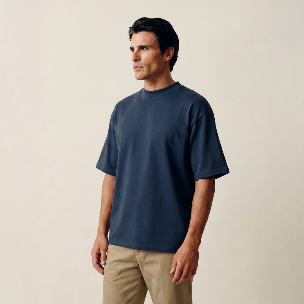 Cumulus oversized t-shirt on a beige background model Kive in Coast