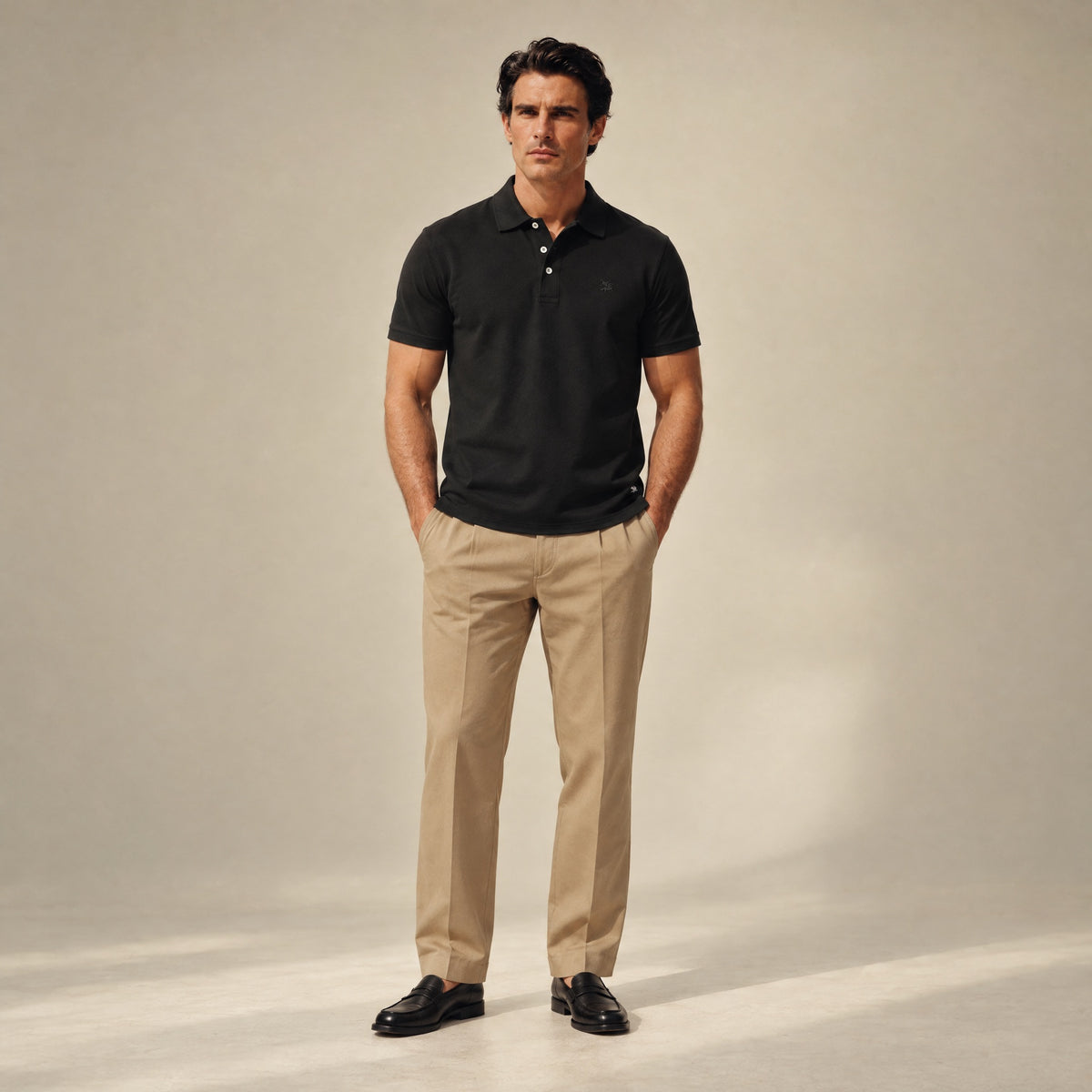 Stretch Pique Polo model Matteo in Black