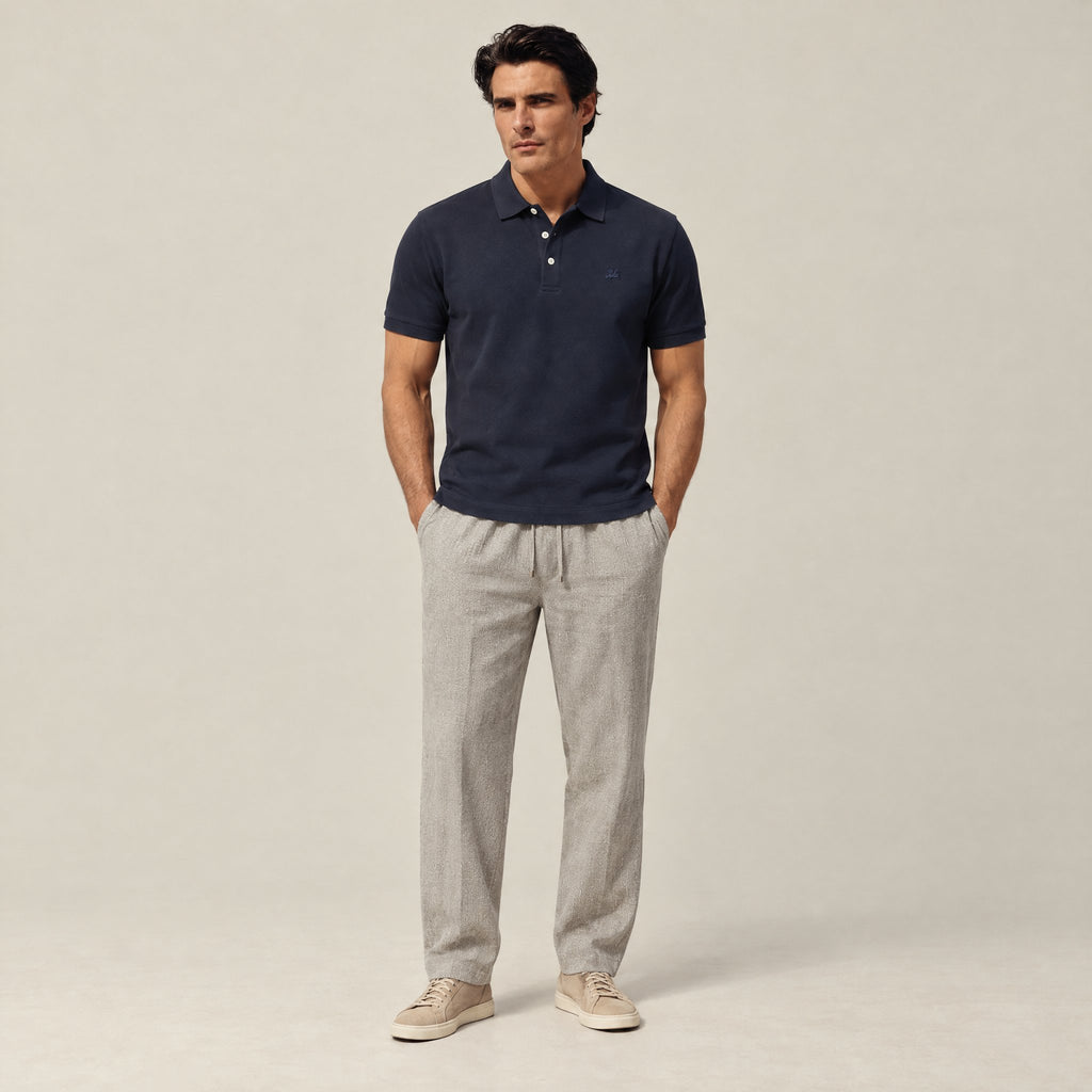 Stretch Pique Polo model Matteo in Navy