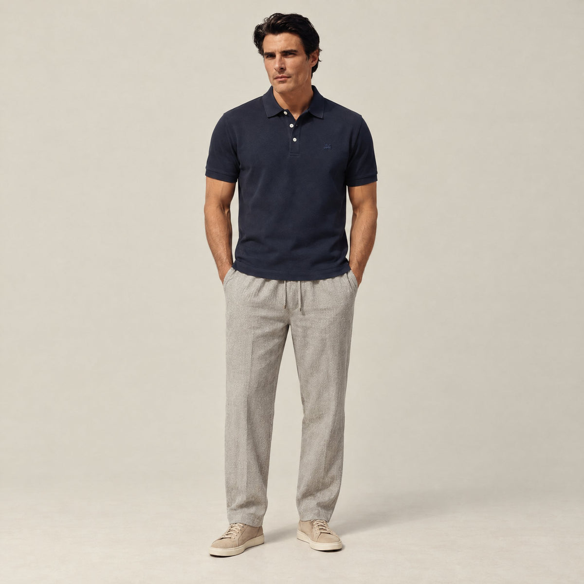 Stretch Pique Polo model Matteo in Navy