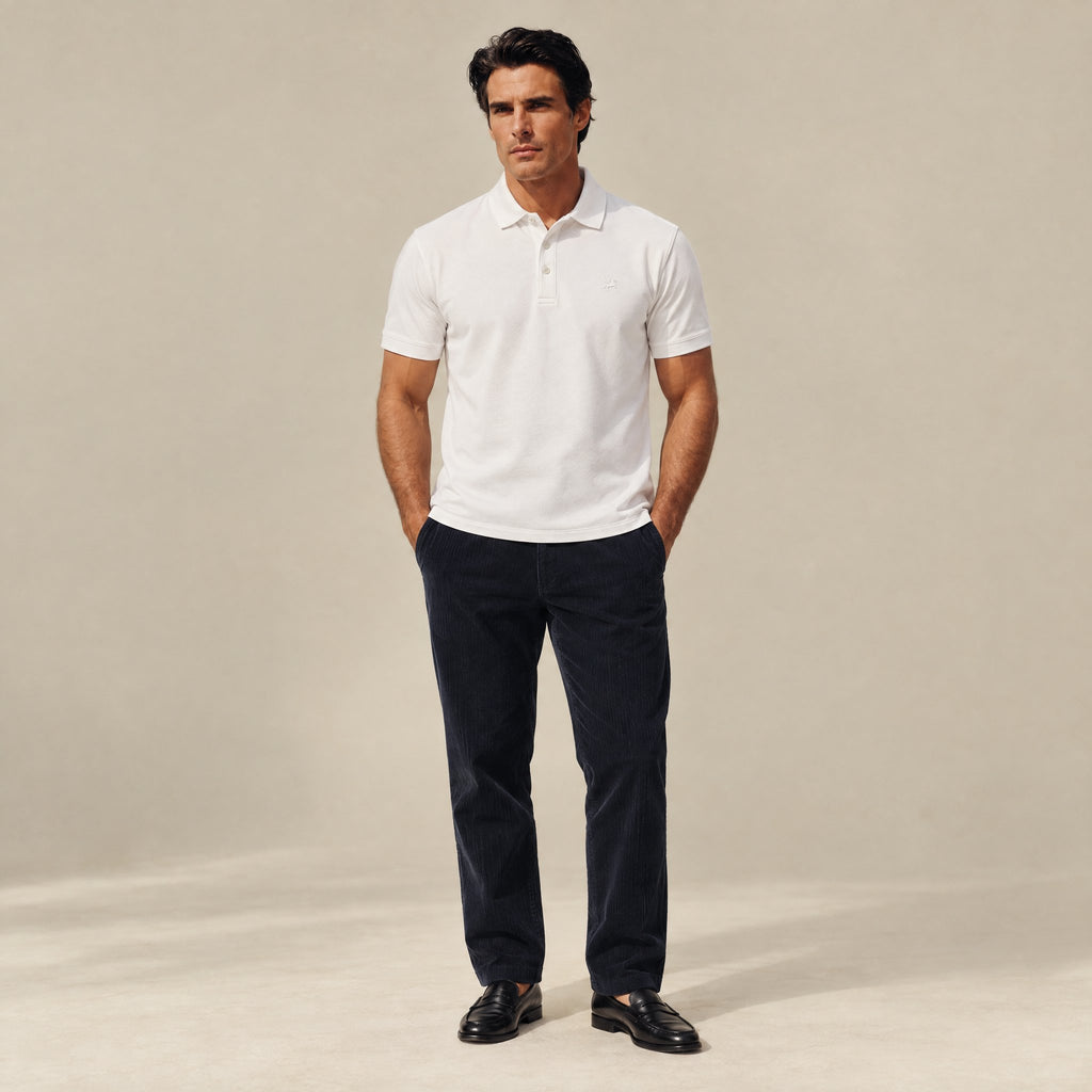 Stretch Pique Polo model Matteo in White