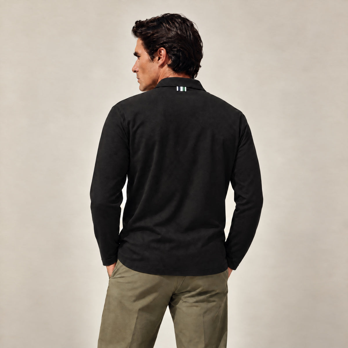 Aero Performance Long Sleeve Polo model Matteo in Black