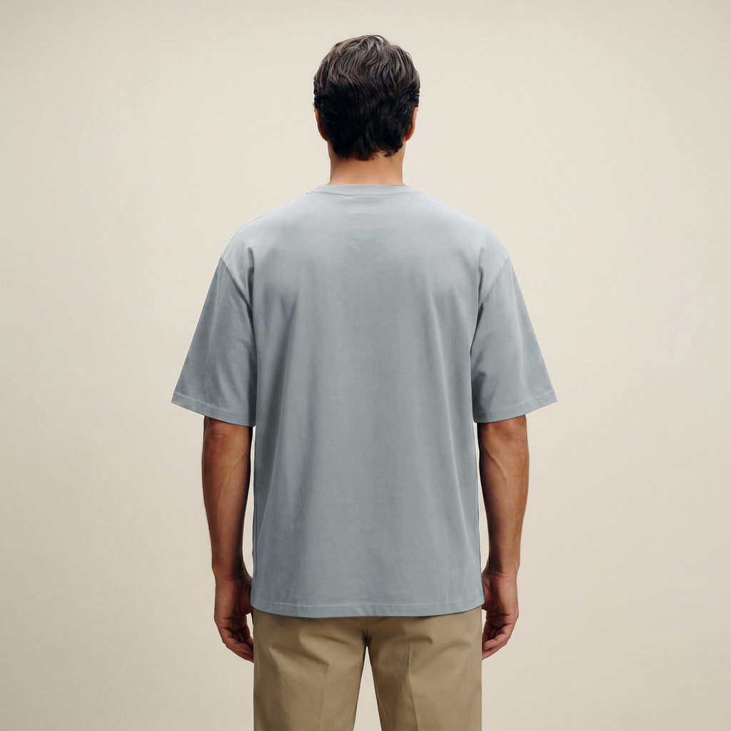 french terry blue gray t-shirt model matteo in vapor