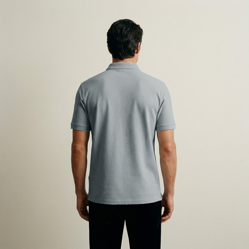french terry blue gray t-shirt model matteo in vapor