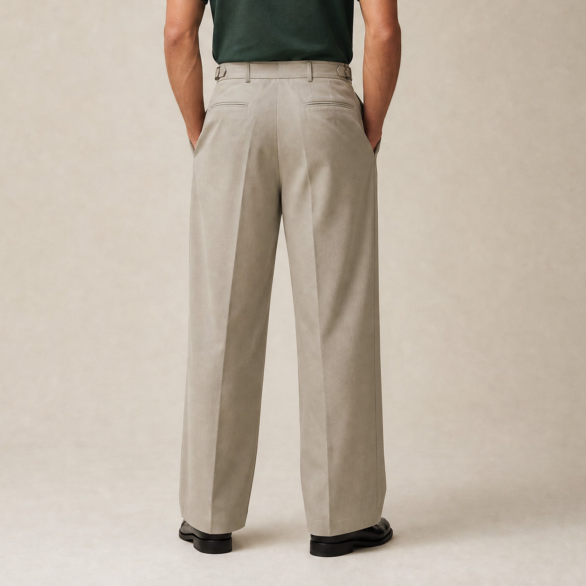 Wide Leg Ford FlexTech Trouser model Matteo in Warm Khaki