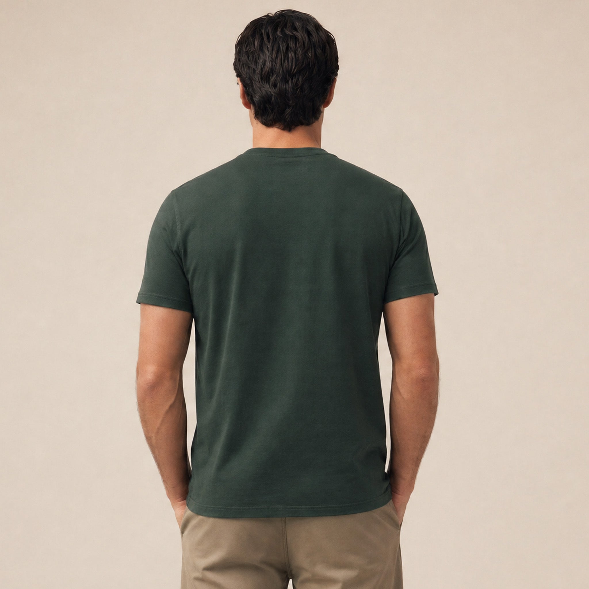 Man wearing Cumulus Crew T-Shirt model Matteo in Pine Grove