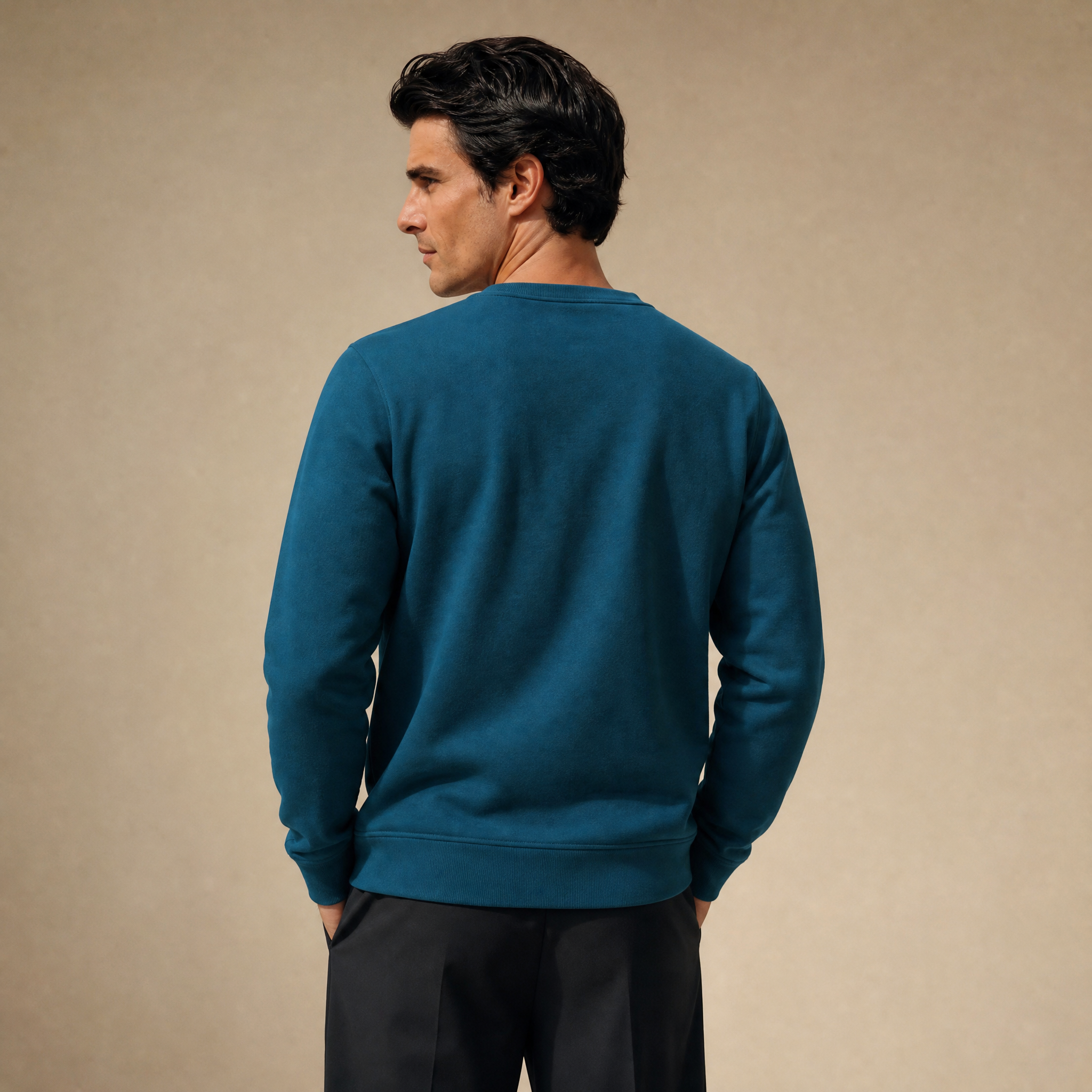 Terry Fleece Pullover model Matteo in Poseidon
