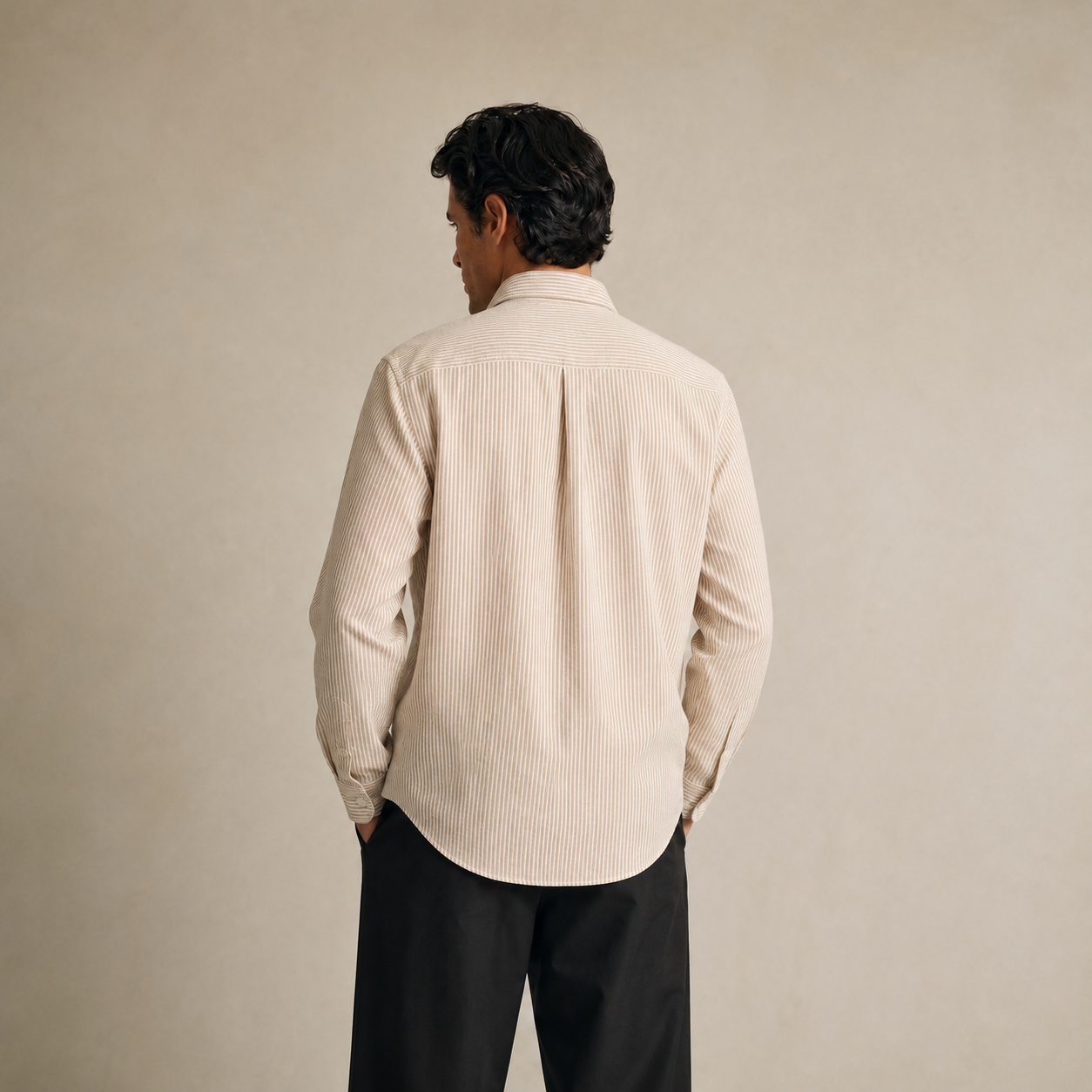 drawstring wool line silk trousers model Matteo in California Poppy
