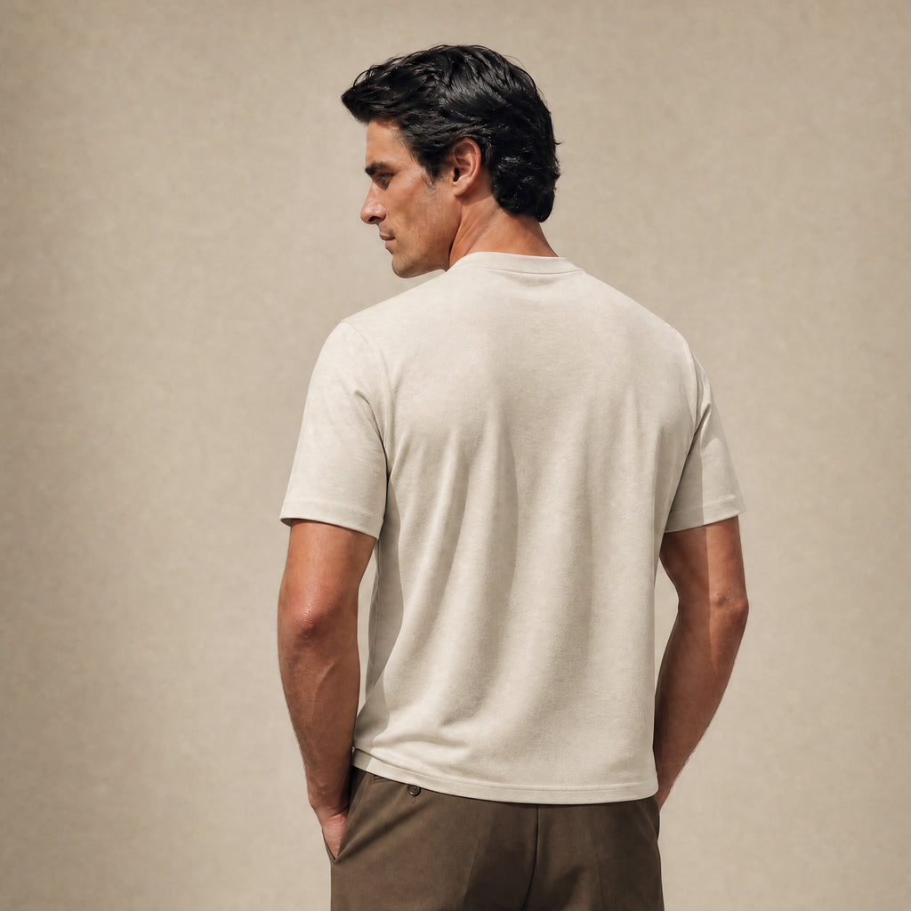 Cumulus Mockneck T-Shirt model Matteo in Villa Stone