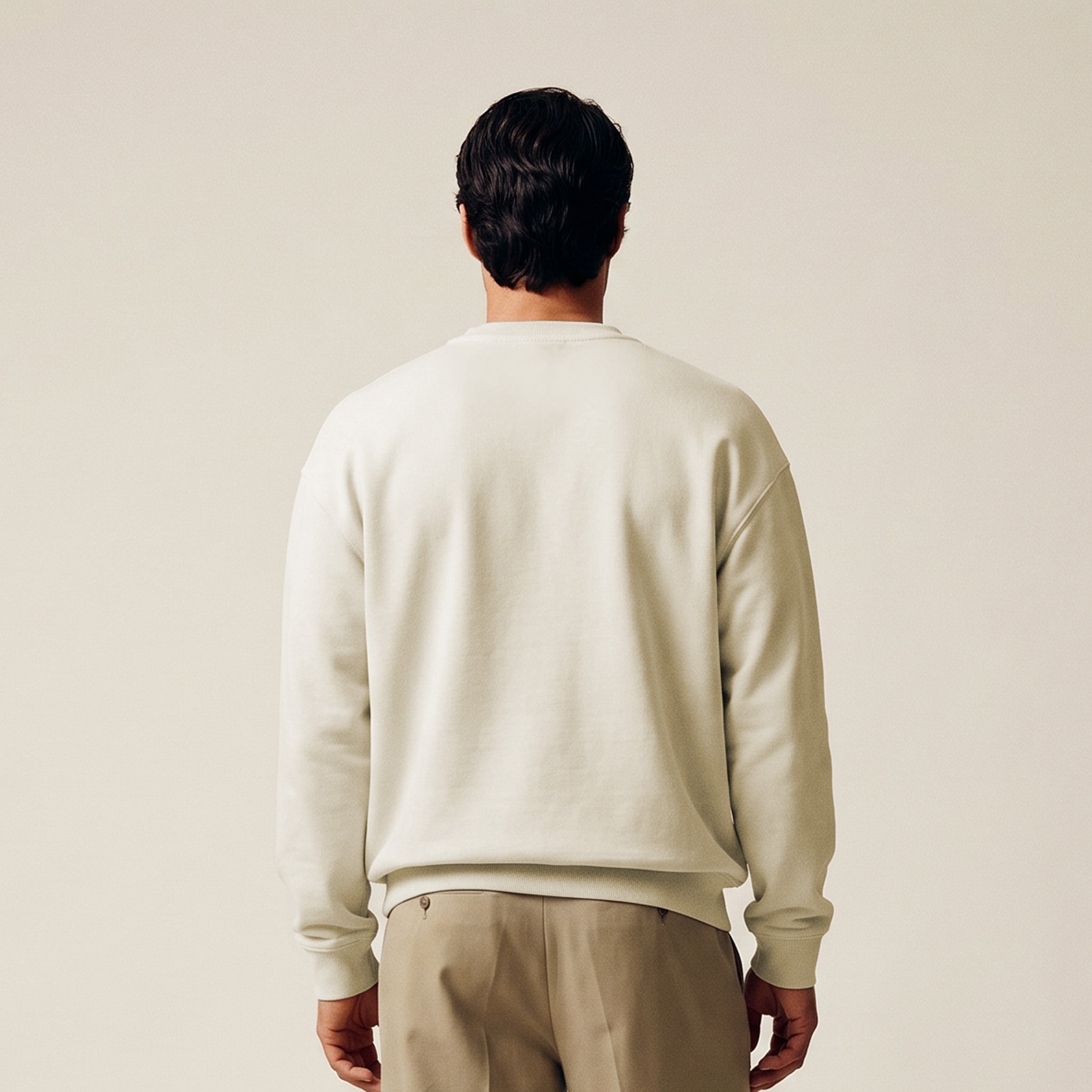 Terry Fleece Pullover model Matteo in Bone
