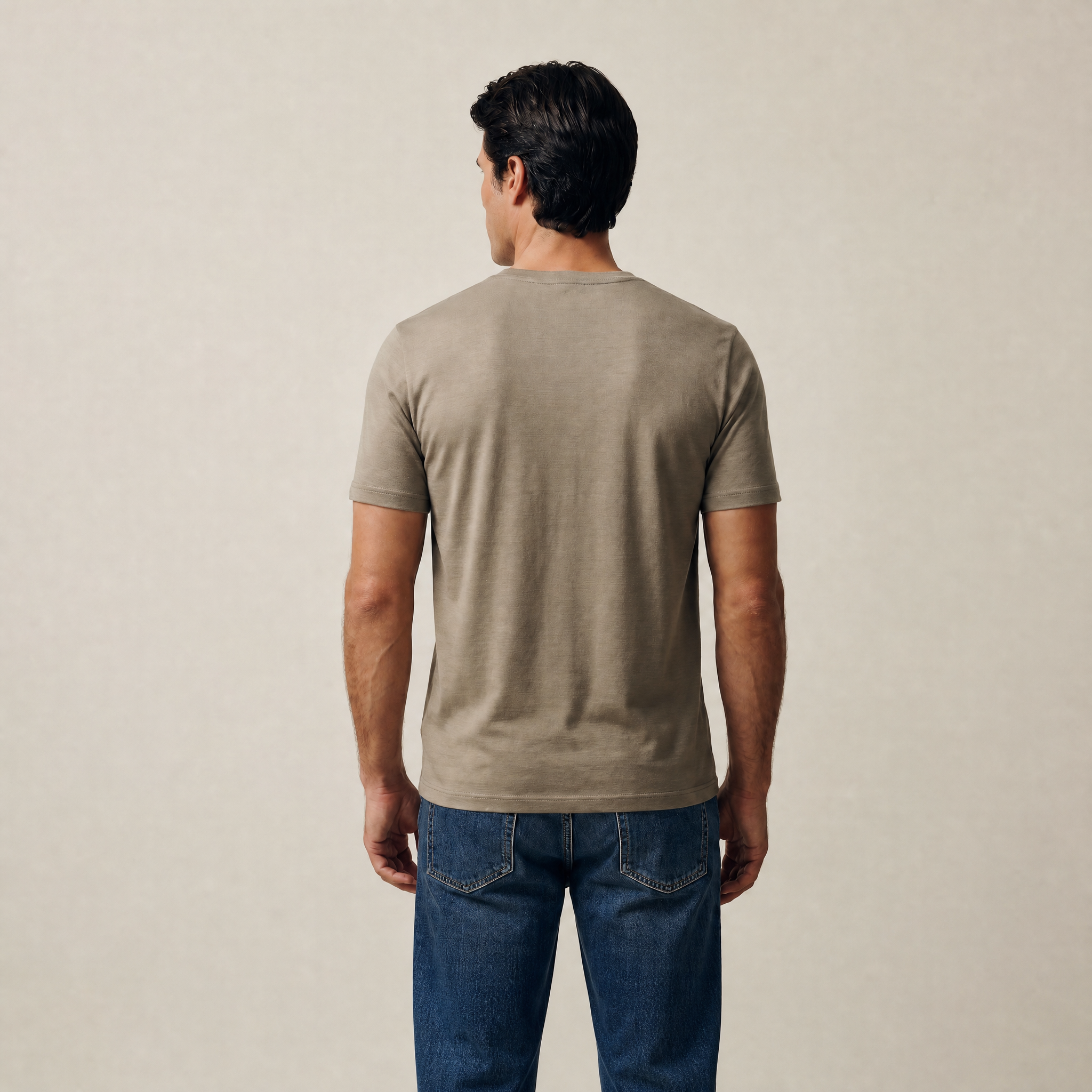 Tags:(6’2" - 180 lbs|Large) Custom t-shirt tee model Matteo in Dune