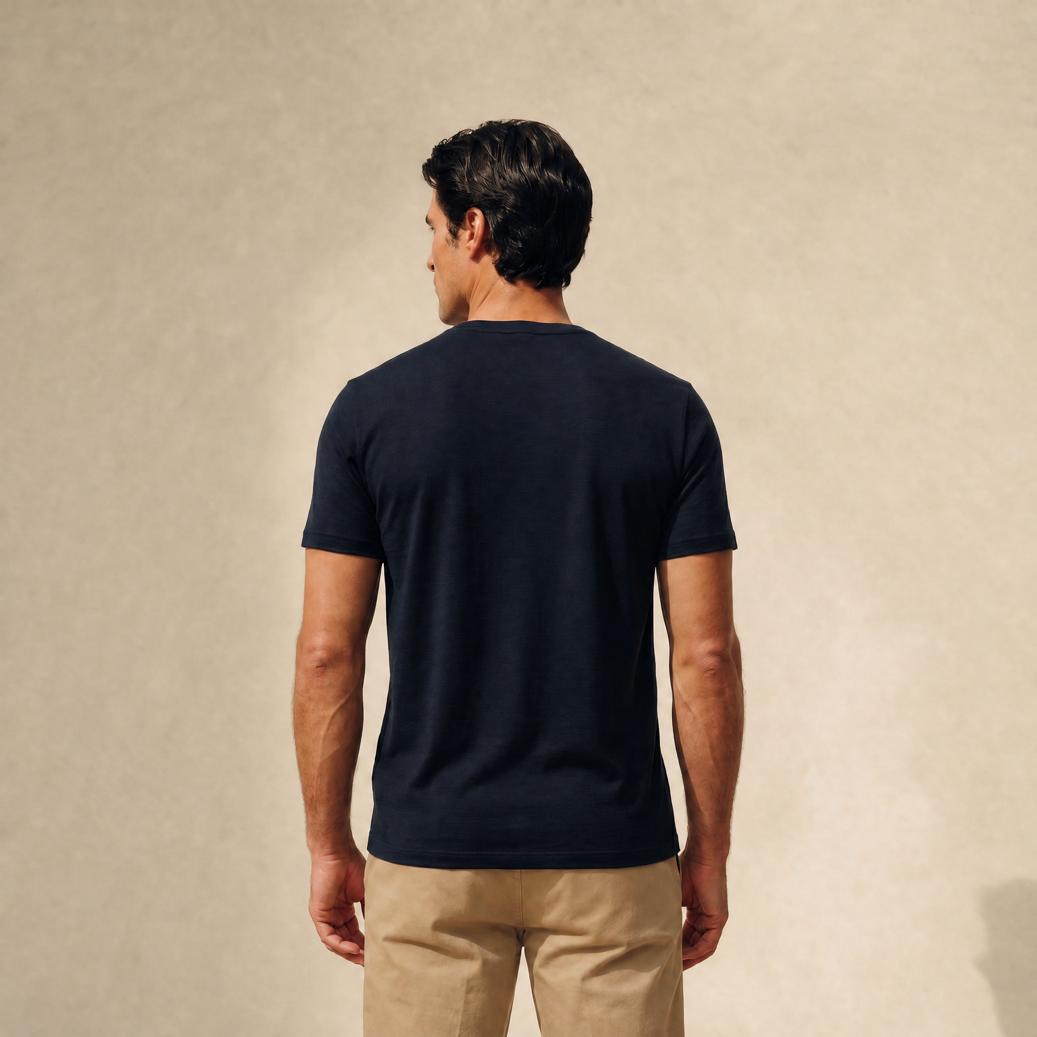 Tags:(6’2" - 180 lbs|Large) Custom t-shirt tee model Matteo in Dark Navy