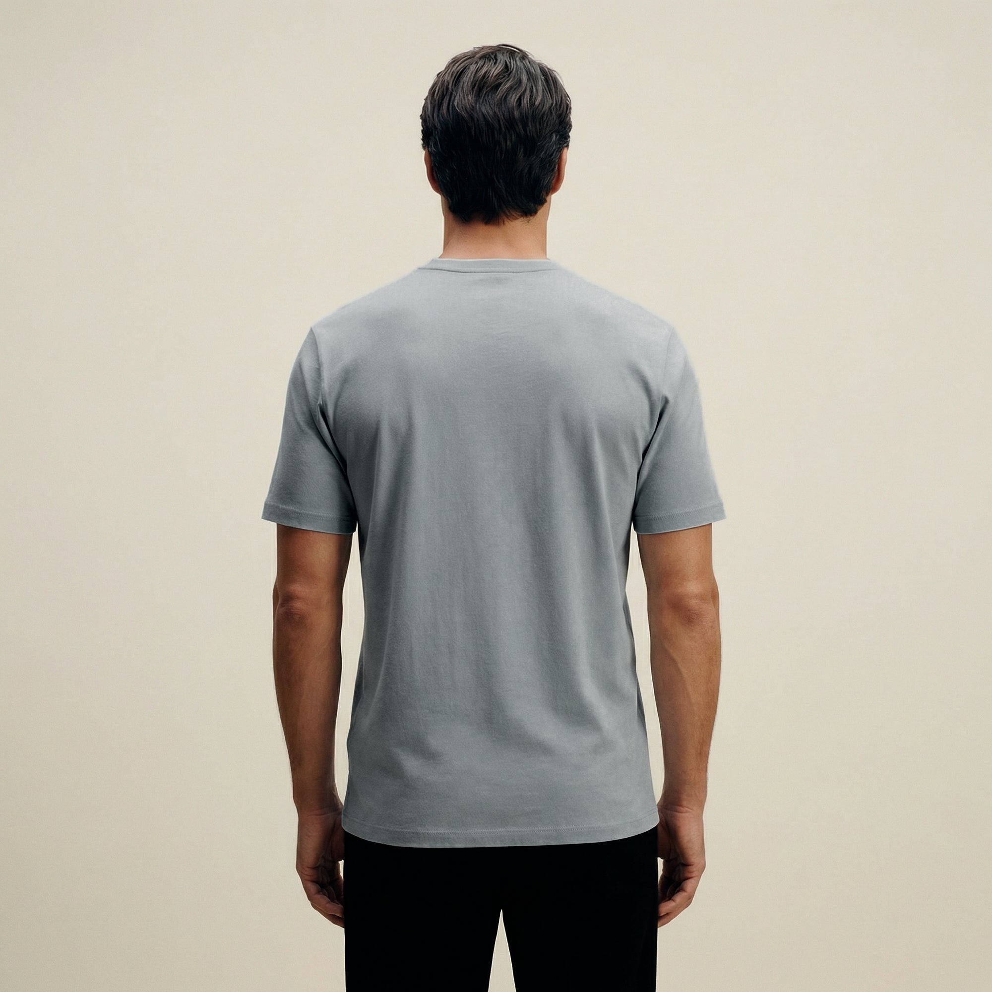 french terry blue gray t-shirt model matteo in vapor