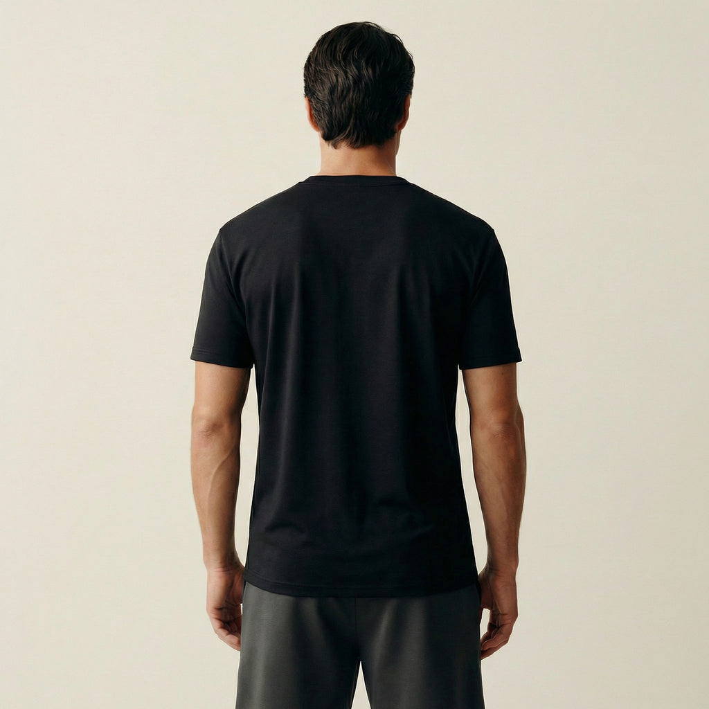 Tags:(6'0"|180 lbs) Custom tee model Tyler in Black