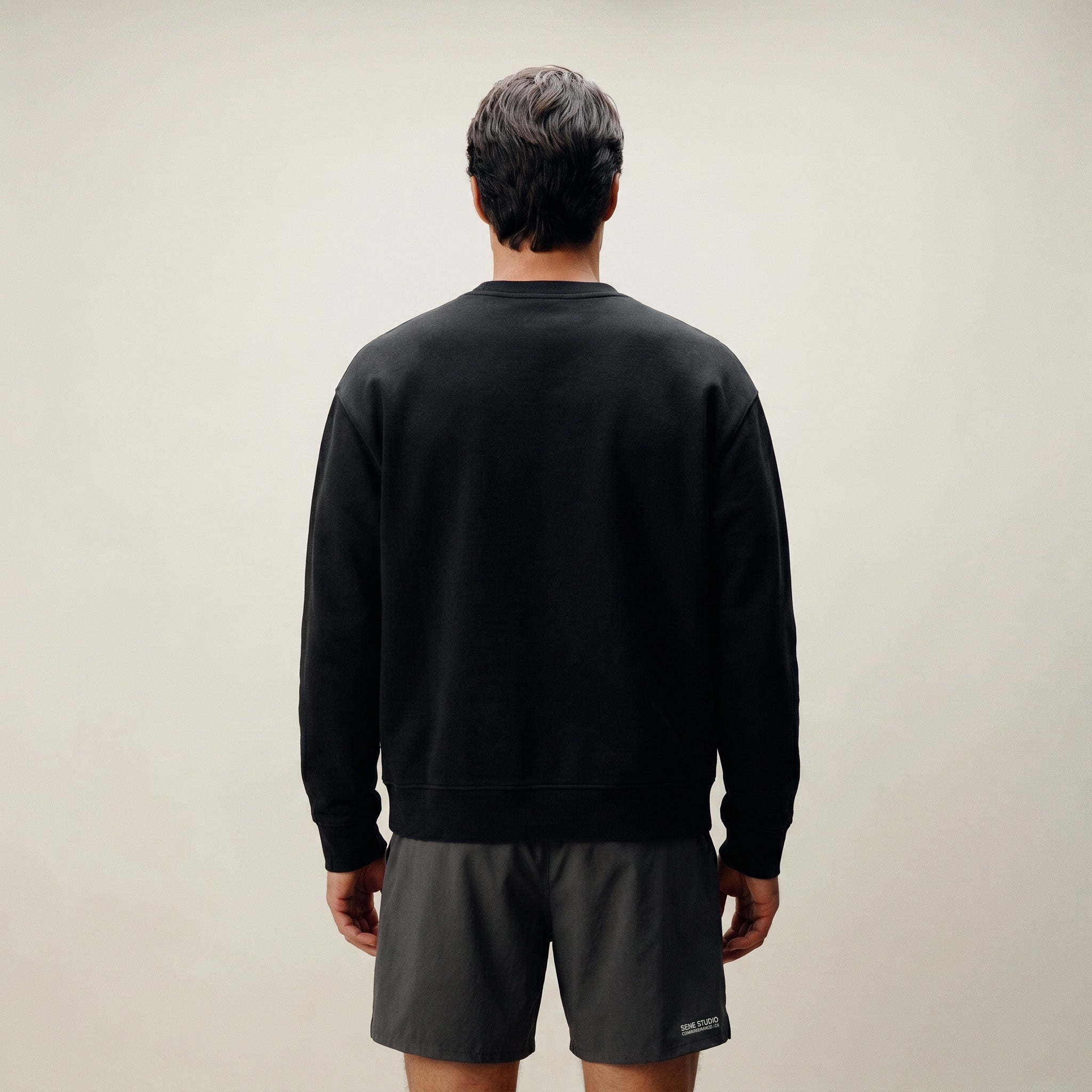 Terry Fleece Pullover model Matteo in Black